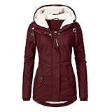 Aukbays Winterjacke Damen Wintermantel Damen Parka Baumwolljacke Lange Winterjacke mit Kapuze Parka Warme Winddichtes Winterpark