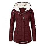 Übergangsjacke Damen Dicker Wintermantel Winterparka mit Kapuze Windjacke Damenjacke Gefütterte Winterjacke Große Größe Daunenmantel Langarm Reißverschluss Fleecejacke Funktionjacke Softshelljack