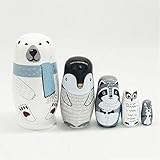 RAILONCH 5 Stücke Russische Matryoshka, Holz Eisbär Matroschka, Russische Puppen Spielzeug Russische Nesting Dolls Geschenk
