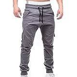 LUNULE Herren Jogginghose Outdoor Jogger Sporthose Sport Gym Fitness Trainingshose mit Taschen für Männer Lange Stretch Patchwork Freizeithose Herren Slim Fit Cargohose Chinohose F