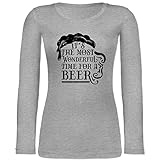 Weihnachten & Silvester Geschenke Party Deko - Its The Most Wonderful time for a Beer Vintage - XXL - Grau meliert - Geschenk - BCTW071 - Langarmshirt D