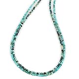 NirvanaIN - Natürliche Dornröschen Türkis Edelstein 2Strand Perlenkette für Damen mit 925er Silber Rose Vergoldung Kette (50cm)