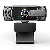 Webcam,Webcam mit Mikrofon,1080P Kamera mit Abdeckung,USB 2.0 Plug&Play,Webcam für pc und Laptop Video Konferenzen,Online-Unterricht und Live-Streaming,Kompatibel mit Windows,Linux und MacOS,Schw