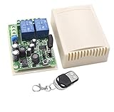 Universal Empfänger 2 Kanäle mit Fernbedienung 433.92MHz für Gate Lichter Funkempfänger für Automatische Tür Automatisierung Selbstlernender Momentary Latched Toggle Mode Relay NC/NO AC 220V