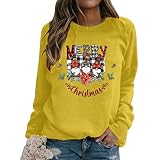 NHNKB Shirts Damen Pullover Langarmshirt Farbblock Tops Rundhals Damen Pullover Sweatshirt Tunika T S