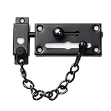 CMOISO Sicherheitskette für Türen, Türkettenschloss, Robustes Türschloss aus Rostfreiem Stahl mit Schiebeschrauben für Verschiedene Arten von Holztüren (Schwarz)