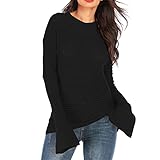 Damen Sexy Rundhalsausschnitt Hohl dekorativ Zopfstrick Pullover Lose Damen Trompetenärmel Pullover Mode Lässig Strick Langarm Top Große Pullover Herbst/W