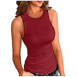 Women Tank Top Sleeveless Basic Cami Top Shirt Slim Knit Ribbed Racerback B