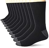 Amazon Essentials 10-Pack Cotton Half Cushioned Crew Socken, Schwarz, 6-12