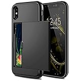 Vultic Wallet Armor Schutzhülle für iPhone 8 Plus / iPhone 7 Plus, stoßfest, stoßfest, stoßfest, Kreditkartenhalter, Seitenschutz, strapazierfähig, Hybrid-Schiebe für Apple iPhone 7/8 Plus (schwarz)