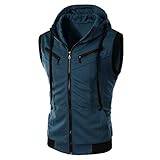 Tank Top Open Edge Mode Einfarbig Slim Fit Hoodie Mit Multi-ReißVerschluss Atmungsaktiv ÄRmelloser Muskelshirt Kapuzenpullover Stretch Material Sportshirt Fitness Running Sw