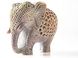 StarZebra - Nested White Elephant Figurines Handmade in Jali or Openwork From a Single Block of Stone From India by StarZeb