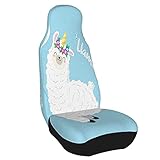 Lewiuzr Universal Autositzbezüge, Nettes Lama-Alpaka-lustiges glückliches Tier-Blau Schonbezug Sitzbezug für Hund Kinder Sport Arbeit Werkstatt,2 Pack
