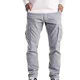 Laufhose Herren Lang Herbst Winter Trekkinghose Reißverschluss Taschen Hose Große Größe Outdoorhose Stretch Slim Fit Fitnesshose Outdoor Tactical Hose mit Kordelzug und S