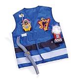 Simba 109252380 - Feuerwehrmann Sam Rettungsset, Feuerwehr Einsatzweste mit Brecheisen, Taschenlampe und WalkieTalkie, blau, für Kinder ab 3 J