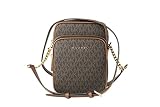 Michael Kors Jet Set Travel Signature PVC Medium Logo Chain Crossbody Flight Bag (Brown)