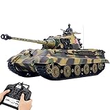 GXZZ 2.4GHz RC Panzer Ferngesteuert King Tiger II, 1/16 Panzer Militär Spielzeug mit Schussfunktion, Sound und Lichteffekten (7.0 System) - Basis-E