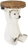 Kare Design Beistelltisch Animal Polar Bär, Ø37cm, kleiner, runder Couchtisch, Holzoptik, Tierfigur als ausgefallener Wohnzimmertisch, (H/B/T) 53x37x37