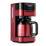 Klarstein Kaffeemaschine Arabica mit Filter - Filter-Kaffeemaschine, 800 Watt, EasyTouch Control, 1.2 L, bis 12 Tassen, inkl. Permanentfilter, rot/schw