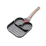 WANSHIOK Sichere Bratpfanne 28CM Maifan Stone Wok, Antihaft-Bratpfanne, für Burger Eggs Ham Pancake Maker, kein Öl-Rauch-Frühstücksgrill Wok, für Induktionsherd G
