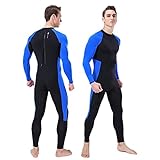 Tauchanzug für Herren und Damen, Ganzkörper-Neoprenanzug, langärmelig, geeignet für Erwachsene und Damen, Tauchen, Schwimmen, Surfen, mit Reißverschluss, Wassersport-Badeanzug (Farbe: Blau, Größe: XL)