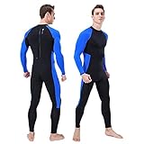 Tauchanzug für Herren und Damen, Ganzkörper-Neoprenanzug, langärmelig, geeignet für Erwachsene und Damen, Tauchen, Schwimmen, Surfen, mit Reißverschluss, Wassersport-Badeanzug (Farbe: Blau, Größe: XL)