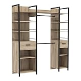 habeig RIESIGER Kleiderschrank #121946 begehbar offen Garderobe Schrank Regal Schublade Braun + Schw