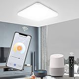 24W Alexa Smart LED Deckenleuchte, Dimmbar Deckenlampe mit Fernbedienung, Kompatibel mit Alexa Google Home, Lichtfarbe Einstellbar, Lampe für Wohnzimmer Schlafzimmer Kü
