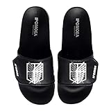 WANHONGYUE Attack on Titan Anime Unisex-Erwachsene Pantoffeln Hausschuhe Slippers Einstellbarer Klettverschluss 6 / Schwarz 280 MM