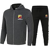 Herren Jacke mit Hooed und Hose Ab-AR_th Fleece Baumwolle Reißverschluss Classic Jogginganzug Trainingsanzug (Darkgrey,M)