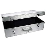 SAFE 214 CD Aufbewahrungssystem | ALU Koffer zur DVD Aufbewahrung | Box Abschließbar | für bis zu 144 Stk. in Kunststoff-Boxen | Abmessungen: 540 x 190 x 420 außen, 525 x 380
