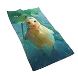 Delerain Niedliches kleines Entenhandtuch, Mikrofasertücher, leicht, weich, sehr saugfähig, Waschlappen für Badezimmer, Fitnessstudio, Sport, Spa, Reisen, Camping (69,8 x 39,9 cm)