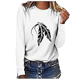 Women's V-Neck T-Shirts Long Sleeve Button Basic Tops Tee Pullover Oversized Tops(T-White, XXL)