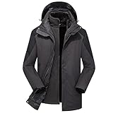 eiuEQIU Wasserdicht Regenjacke Unisex Übergangsjacke mit Abnehmbare Mütze Winddicht Wanderjacke Sweatjacke Dicke Drei-in-Eins-Jacke Mäntel Softshelljacke Outdoor Winter Warme Sportjack