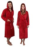 Betz Flauschiger Saunamantel mit Kapuze Unisex Wellness- Hotel- Bademantel Damen Herren Größen S - XXL Farben weiß, anthrazit, Burgund und Marine Größe L - dunk