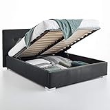Bett mit Bettkasten Betty Samt-Stoff Polsterbett Lattenrost Doppelbett Stauraum Chromefuß (Anthrazit, 180 x 200 cm)