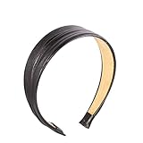 Kunstleder Haarband Stirnband Haarketten Headband Kopfschmuck Haarschmuck - schw