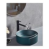 WKZ Waschbecken Ablaufgarnitur Einfach Und Kreativ，aufsatzwaschbecken Klein Mit Wasserhahn Und Ablauf ，Runde Keramik handwaschbecken Klein Gaste Wc 36 * 13CM(Color:Einzelbecken)