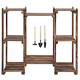 AYNEFY Pflanzentreppe, 8 Ebenen Pflanzenregal Holz mehrstöckig Blumenständer Platzsparend Balkon Innen Dekor Draußen Gartenregal,Badezimmerregal Küchenregal multifunktionales Standregal,76x28x70