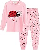 MOLYHUA Marienkäfer Schlafanzug Mädchen Lang Kinder Zweiteiliger Nachtwäsche Pyjama Set Herbst Winter Weihnachten Pyjama 2 Stück Set Bekleidung,03 Marienkäfer,98