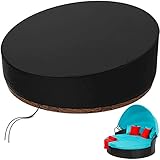 KEKAFU Sonneninsel Abdeckung Wasserdicht Rund Ø 2m/2,1m/2,5m, Schutzhülle für Sonneninsel mit Kordelzug und Griff, Abdeckplane Sonneninsel Reißfest 420D Oxford Gewebe - Schwarz (200 * 90-50cm)