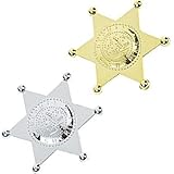 Mottofuchs 2 x Sheriffstern Sheriff Gold + Silber Indianer Cowboy Polizei Stern Mitgebsel Fasching