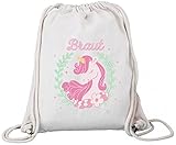 ShirtStreet Unicorn Junggesellinnenabschied JGA Premium Bio Baumwoll Turnbeutel Rucksack Stanley Stella Einhorn Blumenkranz - Braut, Größe: onesize,N