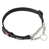 Kaka Mall Würger Hundehalsband Nylon Kettenhalsband Kettenwürger Zughalsband mit Karabiner Einstellbar Schwarz(M)