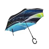 rodde Doppelschicht-umgekehrter Tennisball-As-Regenschirm-Auto-Rückseiten-winddichter Regen-Regenschirm für das Auto im Freien mit C-förmigem G