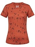 super.natural Bedrucktes Damen Kurzarm T-Shirt, Mit Merinowolle, W BASE TEE 140 PRINTED, Größe: L, Farbe: Rot/Schw