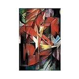 Berühmte Gemälde Ölgemälde Kunst Die Füchse von Franz Marc Vintage Kunst Poster Leinwand Poster Schlafzimmer Dekor Sport Landschaft Büro Zimmer Dekor Geschenk 40 × 60