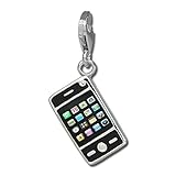 SilberDream Charm Emaille Anhänger schwarz Smartphone Handy Zirkonia FC821S