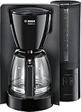 Bosch TKA6A043 ComfortLine Filterkaffeemaschine, Aroma+, Aromaschutz-Glaskanne, Auto-Off wählbar, abnehmbarer Wassertank, 1200 W, schw