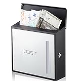 SSZY Briefkasten Modernes Metall Briefkasten-Wandhalterung mit Schlüssel, Sperren Sicherer Briefkasten Für Zuhause/Büro/Außen/Haustür, Briefkasten mit Großem Fassungsvermögen (Color : White)